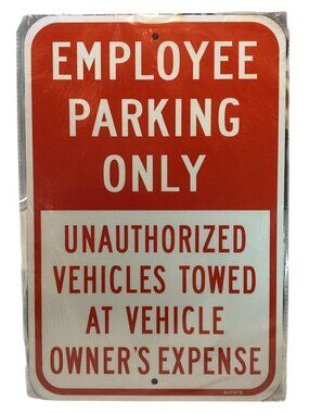 2 Pack Employee Parking Only Reflective Heavy Aluminum Sign 18X12 Red White NEW